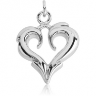 RHODIUM PLATED BRASS CHARM - POINTY HEART