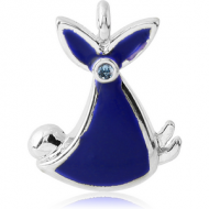 RHODIUM PLATED BRASS JEWELLED ENAMEL BABY BUNDLE CHARM