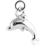 RHODIUM PLATED BRASS CHARM - DOLPHIN