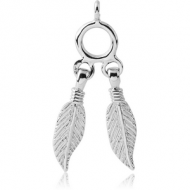 RHODIUM PLATED BRASS FEATHERS CHARM