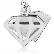 RHODIUM PLATED BRASS CHARM - DIAMOND AND SHADOW