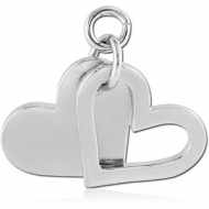 RHODIUM PLATED BRASS CHARM - HEART AND SHADOW