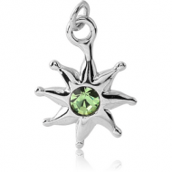 RHODIUM PLATED BRASS JEWELLED SUN CHARM