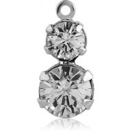 RHODIUM PLATED BRASS ROUND PRONG SET JEWELLED CHARM