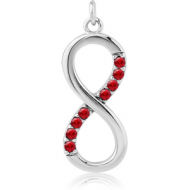 RHODIUM PLATED BRASS JEWELLED INFINITY CHARM