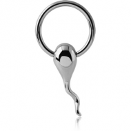 SURGICAL STEEL BALL CLOSURE RING WITH ATTACHMENT - SPERM PIERCING