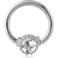 SURGICAL STEEL JEWELED BALL CLOSURE RING PIERCING