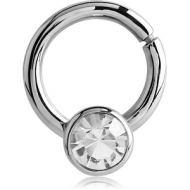SURGICAL STEEL HINGED BALL CLOSURE RING WITH JEWELLED ATTACHMENT - CIRCLE PIERCING
