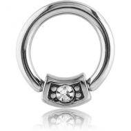 SURGICAL STEEL BALL CLOSURE RING WITH JEWELLED ATTACHMENT PIERCING