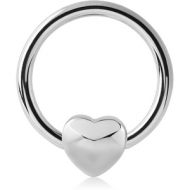SURGICAL STEEL BALL CLOSURE RING WITH ATTACHMENT - HEART PIERCING