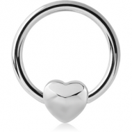 SURGICAL STEEL BALL CLOSURE RING WITH ATTACHMENT - HEART