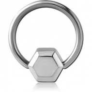 SURGICAL STEEL BALL CLOSURE RING WITH ATTACHMENT - HEXAGON PIERCING