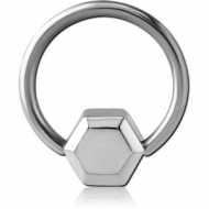 SURGICAL STEEL BALL CLOSURE RING WITH ATTACHMENT - HEXAGON