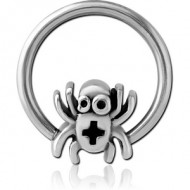 SURGICAL STEEL BALL CLOSURE RING WITH ATTACHMENT - SPIDER PIERCING