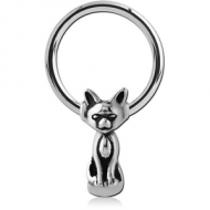 SURGICAL STEEL BALL CLOSURE RING WITH ATTACHMENT - CAT PIERCING