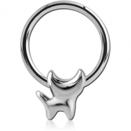 SURGICAL STEEL BALL CLOSURE RING WITH ATTACHMENT - CAT PIERCING