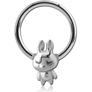 SURGICAL STEEL BALL CLOSURE RING WITH ATTACHMENT - TEDDY RABBIT PIERCING