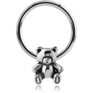 SURGICAL STEEL BALL CLOSURE RING WITH ATTACHMENT - TEDDYBEAR PIERCING