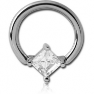 SURGICAL STEEL BALL CLOSURE RING WITH PRONG SET JEWELLED ATTACHMENT - RHOMBUS PIERCING