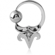 SURGICAL STEEL JEWELLED DESIGN SIDE BALL CLOSURE RING
