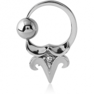 SURGICAL STEEL JEWELLED DESIGN SIDE BALL CLOSURE RING PIERCING