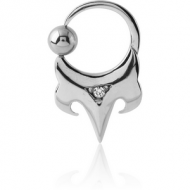 SURGICAL STEEL JEWELLED DESIGN SIDE BALL CLOSURE RING