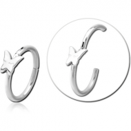 SURGICAL STEEL HINGED SEGMENT RING WITH ATTACHMENT - BUTTERFLY PIERCING