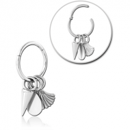 SURGICAL STEEL HINGED SEGMENT RING WITH CHARM PIERCING
