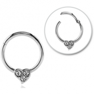 SURGICAL STEEL ROUND JEWELLED HINGED SEPTUM RING PIERCING