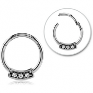 SURGICAL STEEL ROUND JEWELLED HINGED SEPTUM RING