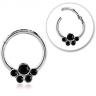 SURGICAL STEEL ROUND JEWELLED HINGED SEPTUM RING PIERCING