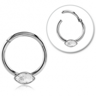 SURGICAL STEEL ROUND JEWELLED HINGED SEPTUM RING PIERCING