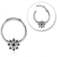 SURGICAL STEEL ROUND JEWELLED HINGED SEPTUM RING PIERCING