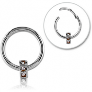 SURGICAL STEEL ROUND JEWELLED HINGED SEPTUM RING PIERCING