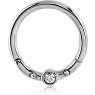 SURGICAL STEEL ROUND JEWELLED HINGED SEGMENT RING PIERCING