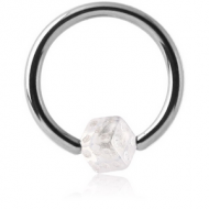 SURGICAL STEEL BALL CLOSURE RING WITH UV DICE PIERCING