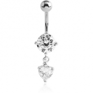 RHODIUM PLATED BRASS JEWELLED NAVEL BANANA WITH CHARM PIERCING