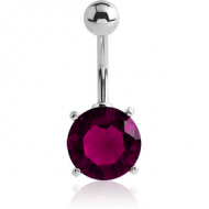 RHODIUM PLATED BRASS JEWELLED NAVEL BANANA PIERCING