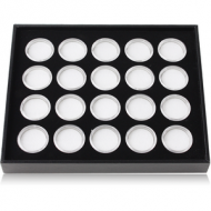 IMITATION LEATHER TRAY WITH 20 PLASTIC BOXES FOR LOOSE BALL PIERCING
