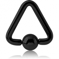 BLACK PVD COATED SURGICAL STEEL TRIANGLE BALL CLOSURE RING PIERCING