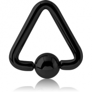 BLACK PVD COATED SURGICAL STEEL TRIANGLE BALL CLOSURE RING