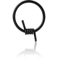 BLACK PVD COATED SURGICAL STEEL BALL CLOSURE RING WITH BARBED WIRE PIERCING