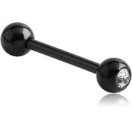 BLACK PVD COATED SURGICAL STEEL SWAROVSKI CRYSTAL JEWELLED BARBELL PIERCING