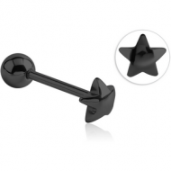 BLACK PVD COATED SURGICAL STEEL BARBELL - STAR PIERCING