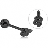 BLACK PVD COATED SURGICAL STEEL BARBELL - SNAKE PIERCING