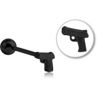 BLACK PVD COATED SURGICAL STEEL BARBELL - GUN PIERCING