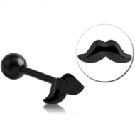 BLACK PVD COATED SURGICAL STEEL BARBELL - MUSTACHE PIERCING