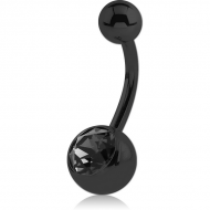 BLACK PVD COATED SURGICAL STEEL VALUE CRYSTAL NAVEL BANANA PIERCING