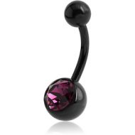 BLACK PVD COATED SURGICAL STEEL OPTIMA CRYSTAL NAVEL BANANA