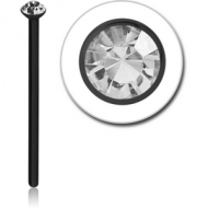 BLACK PVD COATED SURGICAL STEEL FLAT SWAROVSKI CRYSTAL JEWELLED STRAIGHT NOSE STUD 12MM